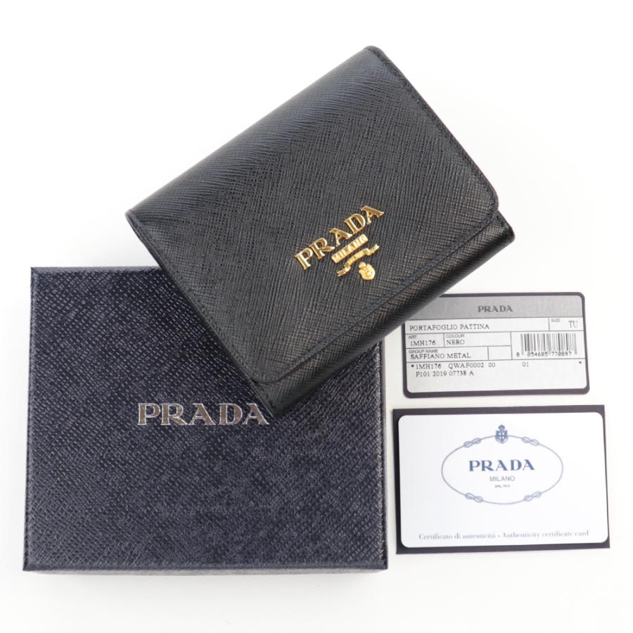 PRADA / 3つ折り財布/BLK/ブラック/黒/無地/レディース/プラダ PRADA
