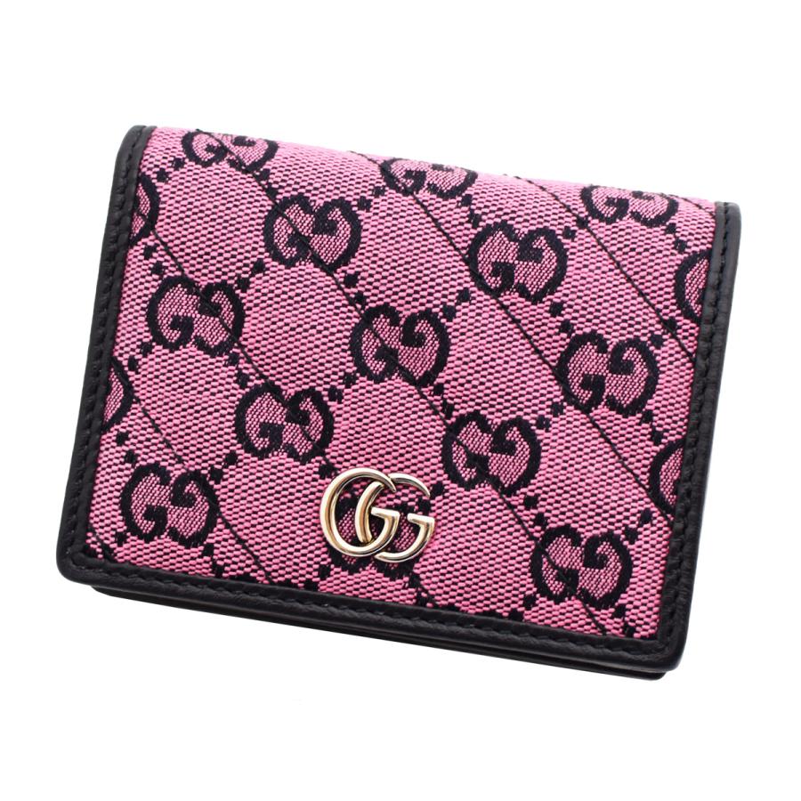 元箱付き GUCCI グッチ シマ 二つ折り財布 ピンク ハート Wホック