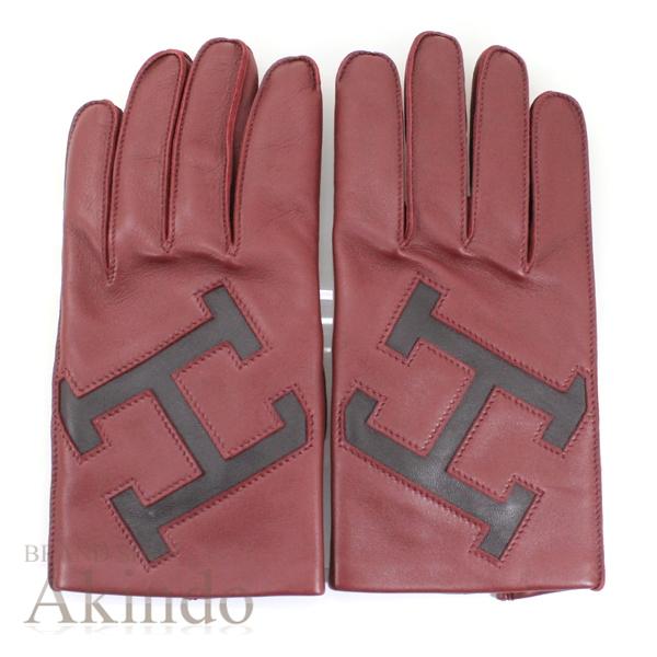 新品】エルメス グローブ 手袋 レディース サイズ ＃8 小豆色 Hロゴ