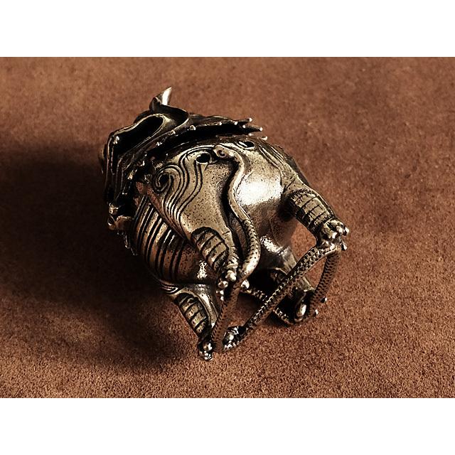 古いサイの置物 動物 銅製 オブジェ 香炉 工芸品 古美術 骨董品 レトロ