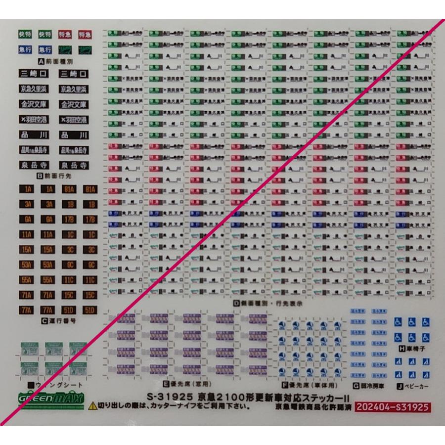 グリーンマックス S-31925 京急2100形更新車対応 行先表示ステッカーII