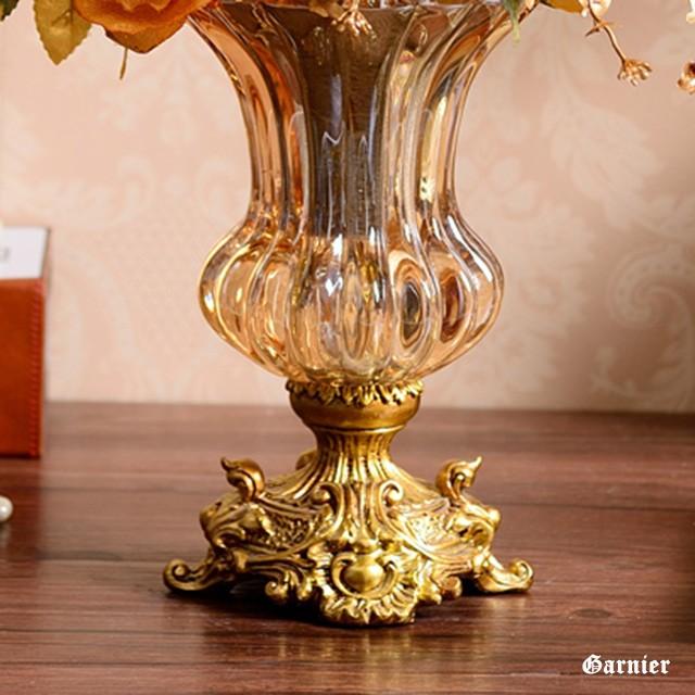 アンティーク 花瓶 フラワーベース ガラス クリスタル バロック調 装飾