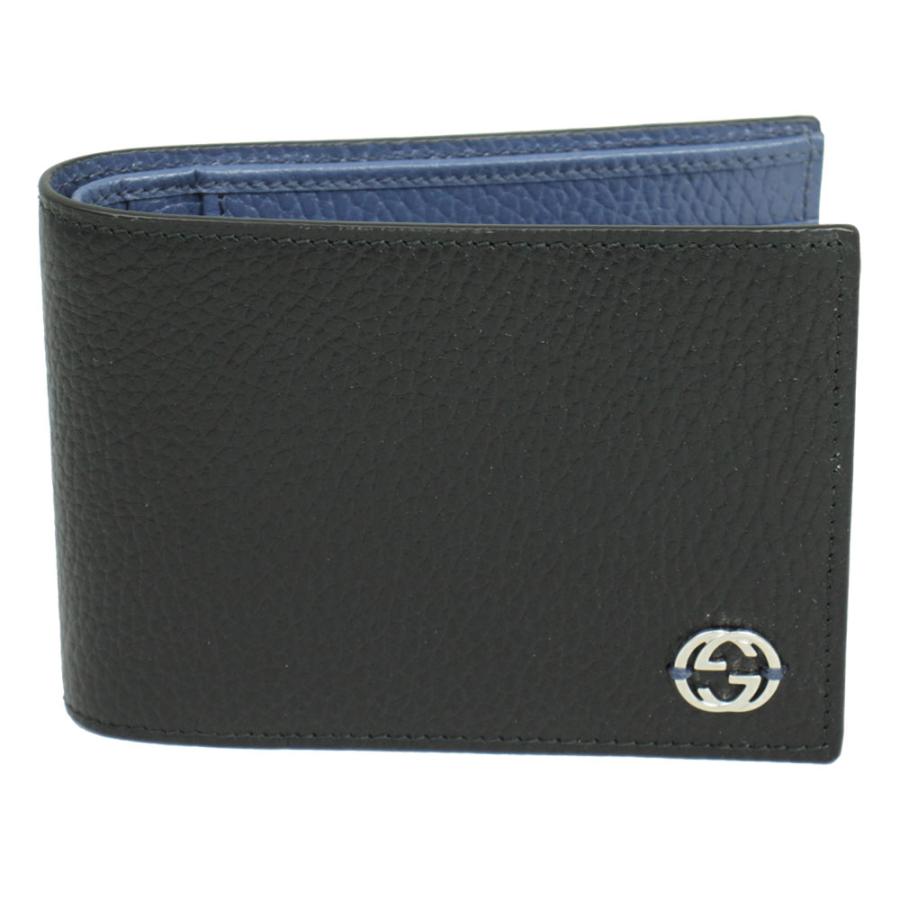 GUCCI / 2つ折り財布_インターロッキングG/レザー/BLK/メンズ GUCCI