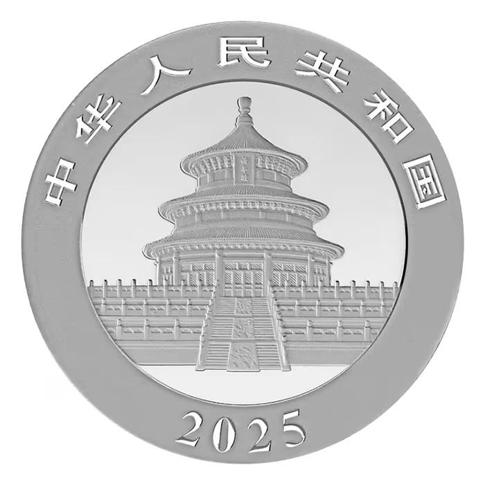 中国 パンダ銀貨 2025年 30g 未使用 カプセル入り 純銀 Ag999」 中国