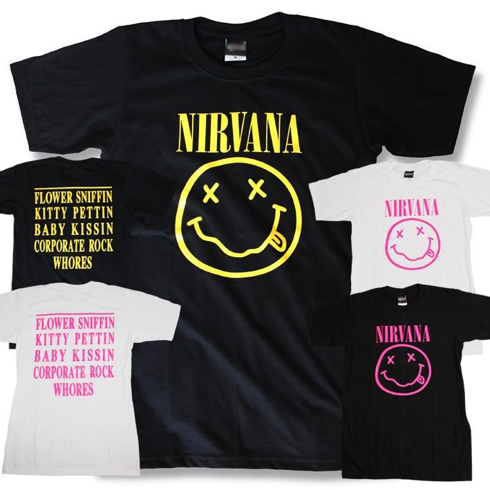 ニルバーナ tシャツ Nirvana ロックtシャツ バンドtシャツ ニコちゃん