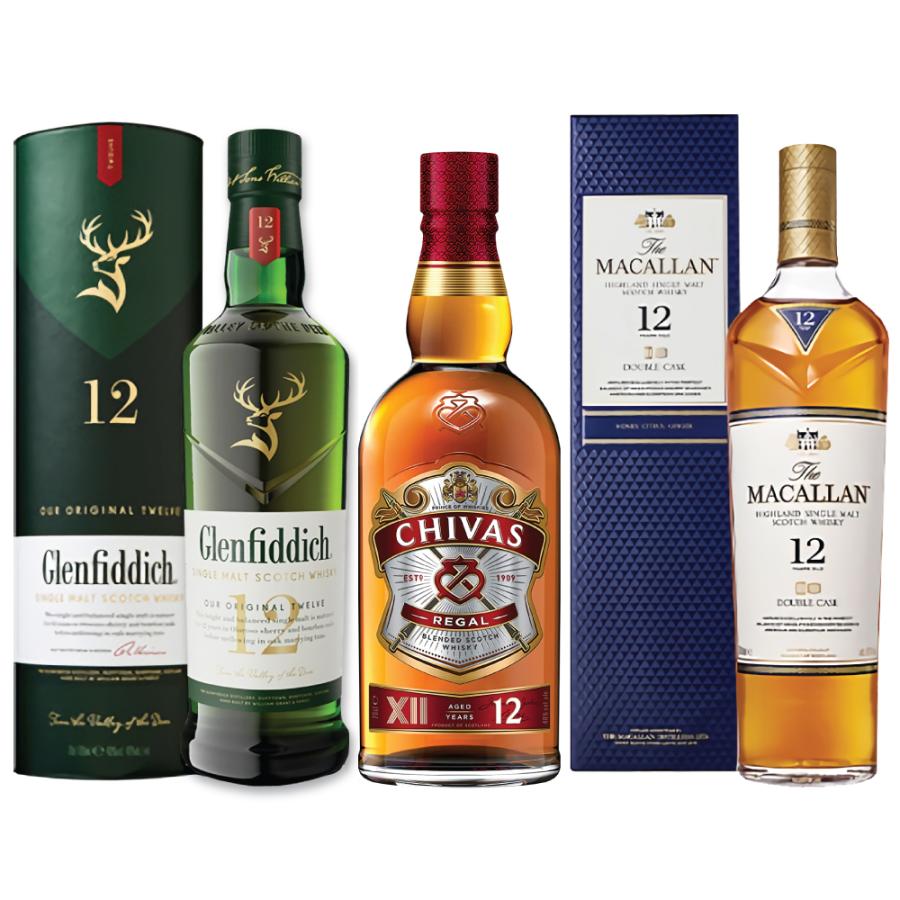 正規品] スコッチウイスキー 12年 銘柄 飲み比べ3種セット マッカラン