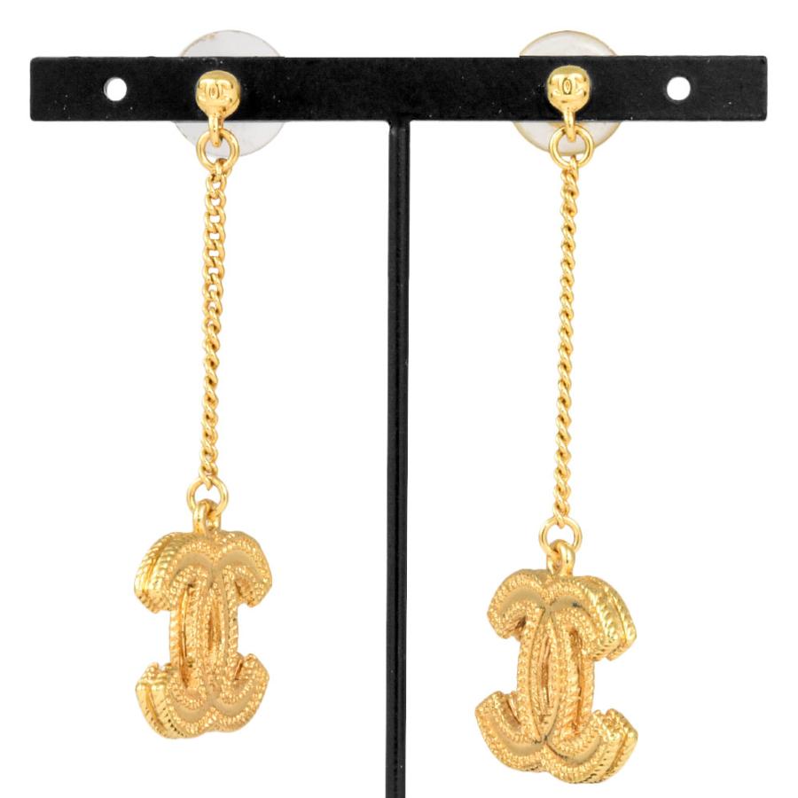 CHANEL シャネル 美品 ココマーク スイングチェーンピアスゴールド 925