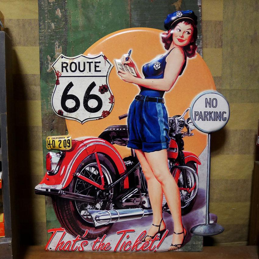 アンティークエンボスプレート ダイカット That's the Ticket ブリキ