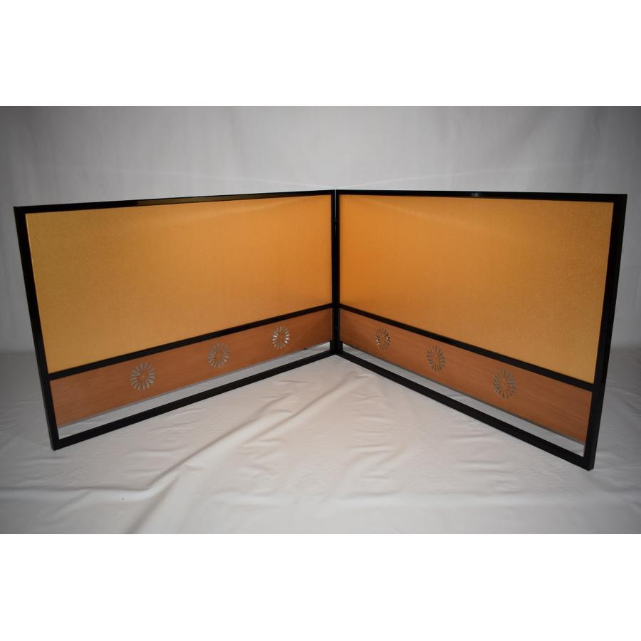 茶道具 風炉先 黒塗縁 桐格子/金/銀 静邦 作 両面 両面使い 京間用