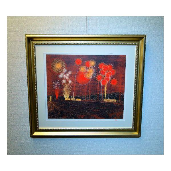 最終値下げ】美品 山下清「富田林の花火」リトグラフ 落款有 あずま