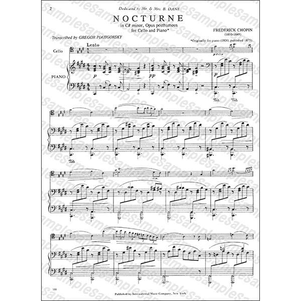 楽譜 ショパン／夜想曲 第20番 嬰ハ短調 （遺作） 【CelloとPiano