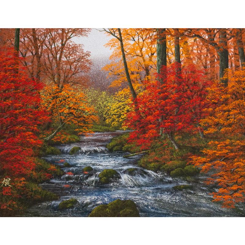 油彩画 「奥入瀬渓流 」 原画 F8 【公式通販】