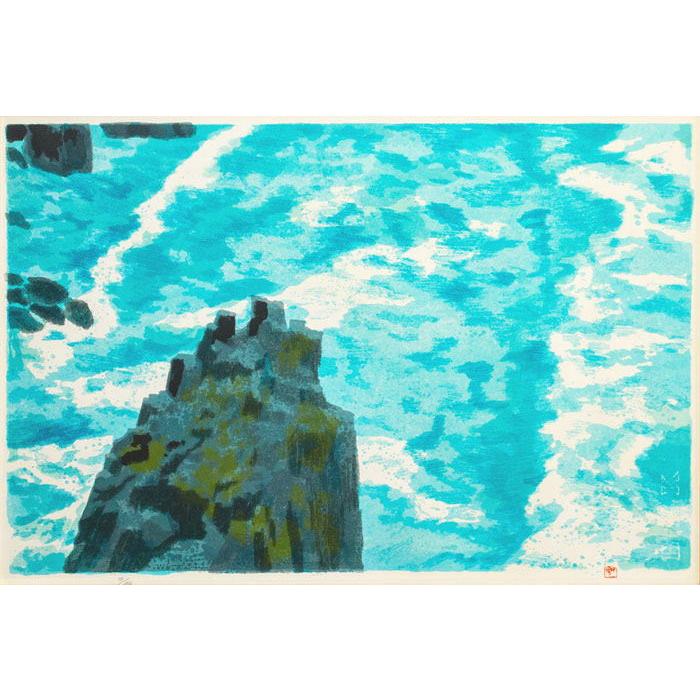 東山魁夷【潮騒】 オリジナル リトグラフ 保証書有り 東山魁夷【潮騒