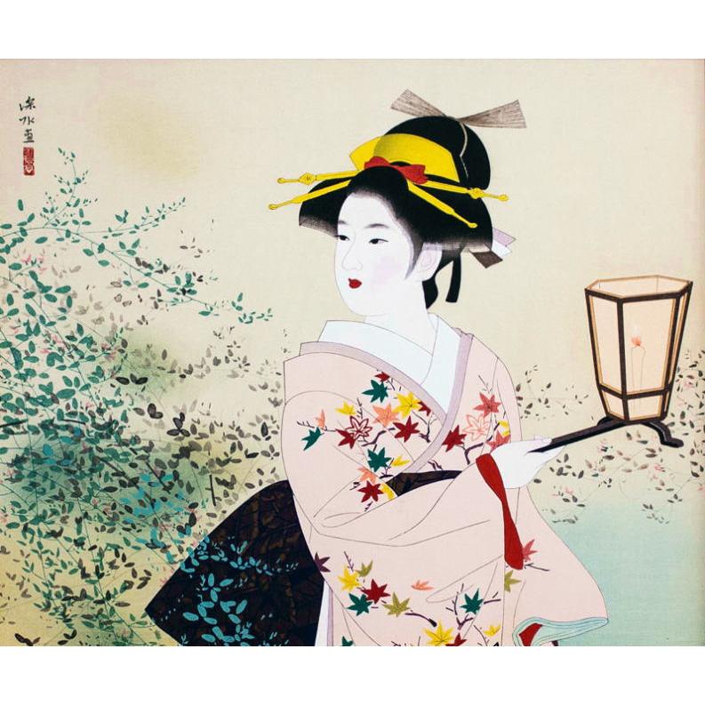 伊東 深水 舞妓 木版画 伊東深水「湯気」木版画 :: 絵画買取・販売