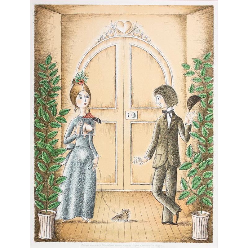 レイモン・ペイネ「 愛の晴れ時計 」リトグラフ 版画 版画 絵画 人物