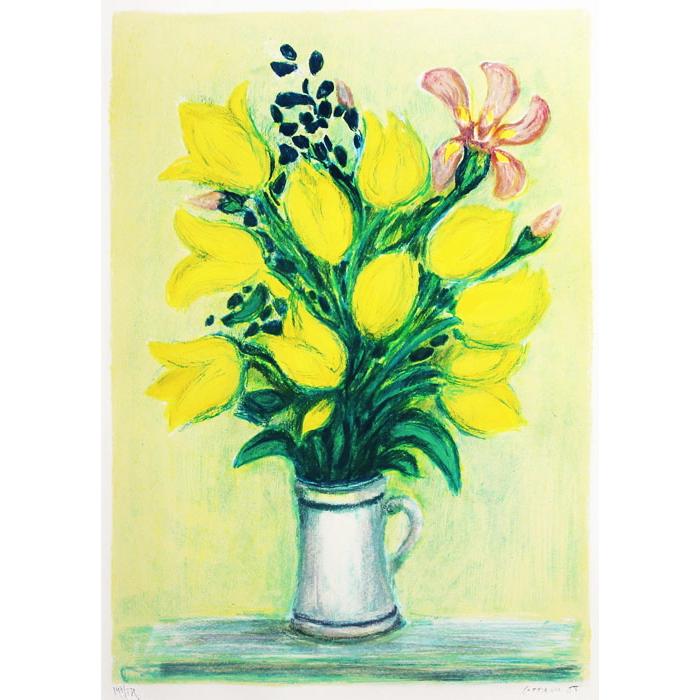 油絵 専用 黄色い花を差した花瓶 油絵 専用 黄色い花を差した花瓶 油絵