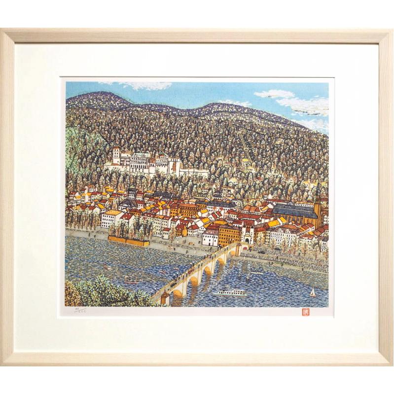 山下 清「 ハイデルベルクの古城 」リトグラフ 版画 裸の大将 放浪の