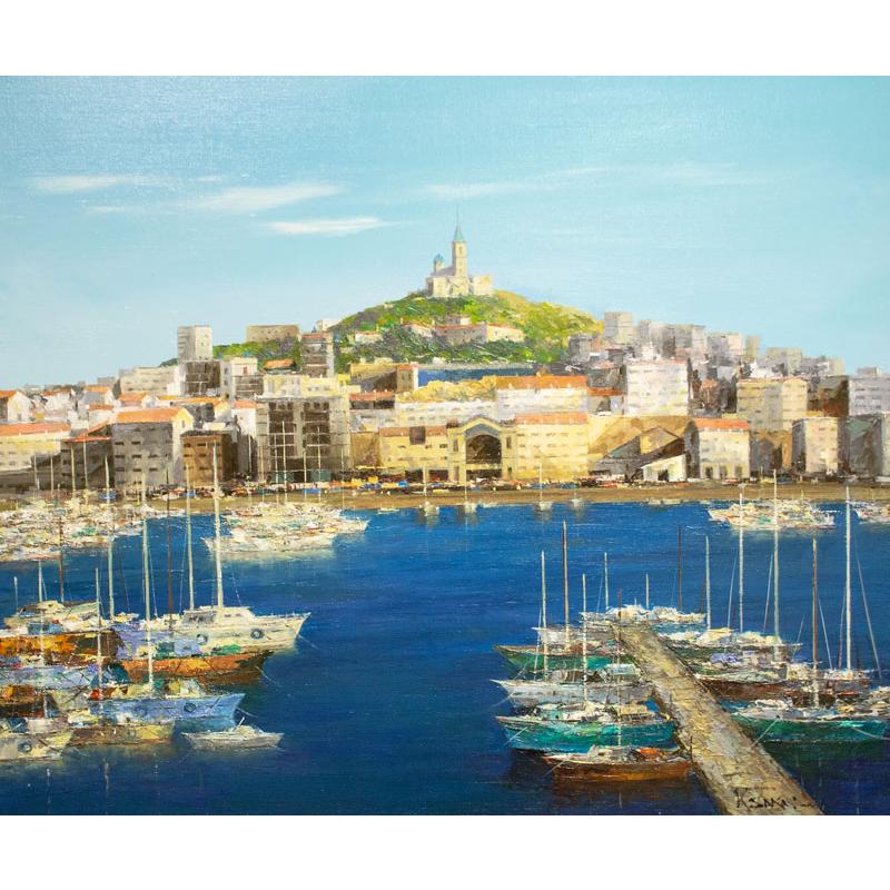 ☆川 雅吉☆「 滞船(北ドイツ） 」油絵 SMサイズ 良好！ ☆川 雅吉