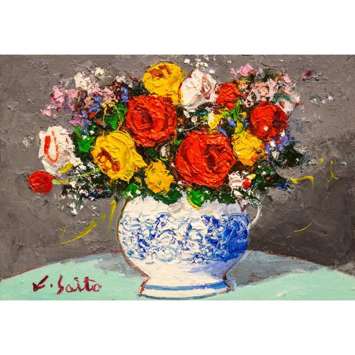 他の方発送×1984 m.asano 【薔薇】肉筆油彩画 他の方発送×1984 m.asano