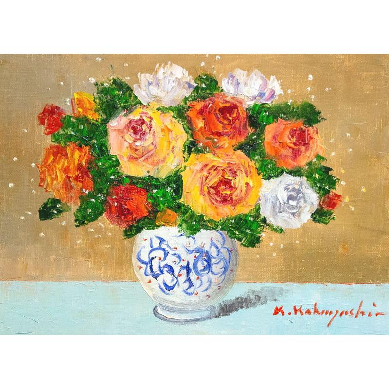 油絵ポットとバラ 油絵ポットとバラ