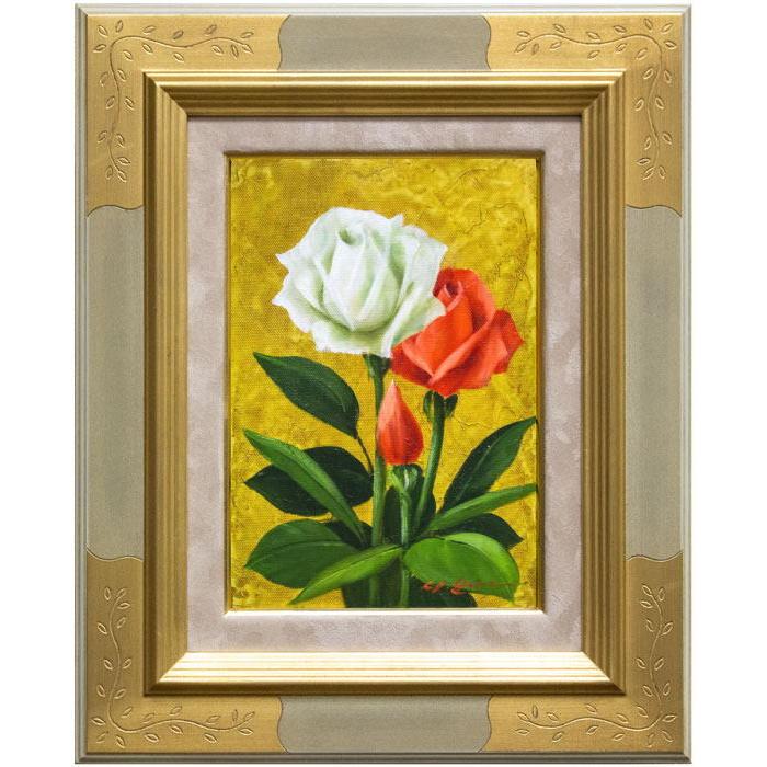 牡丹」絵画 油彩画 油絵 植物画F12号 原画 牡丹」絵画 油彩画 油絵