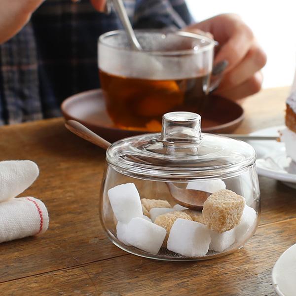 TG(ティージー) ガラスシュガーボウル スプーン付き アカシア材