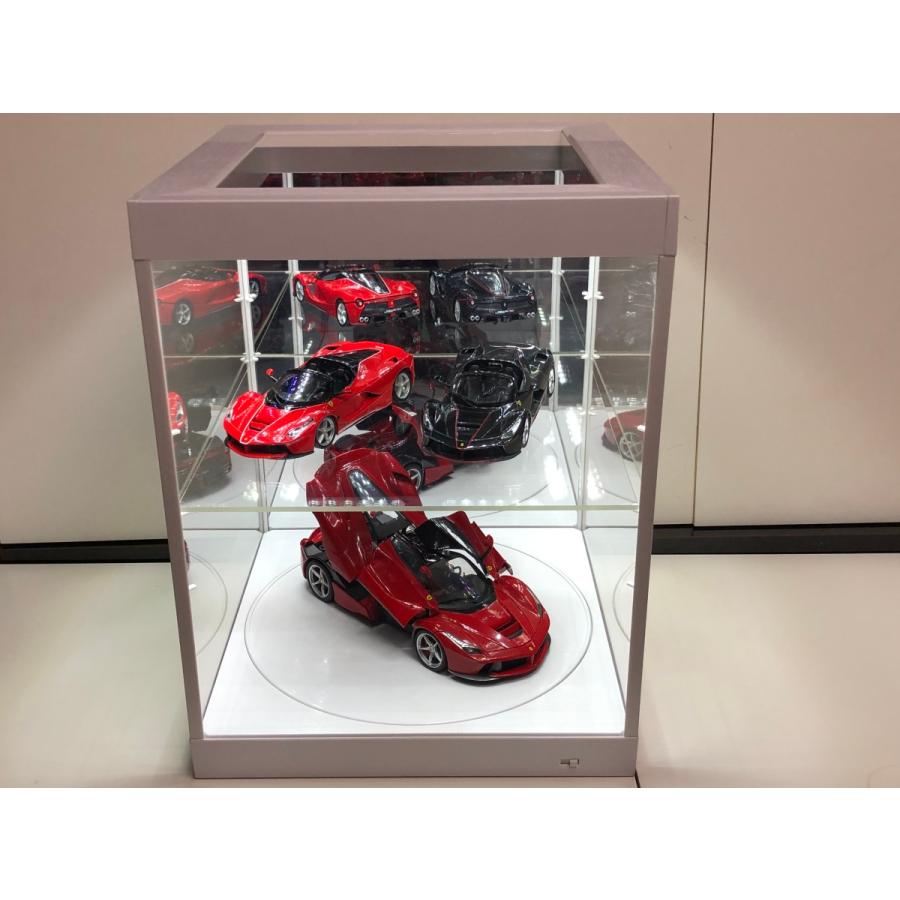 ミニカー ディスプレイケース アクリル製 2段 電動回転テーブル LED