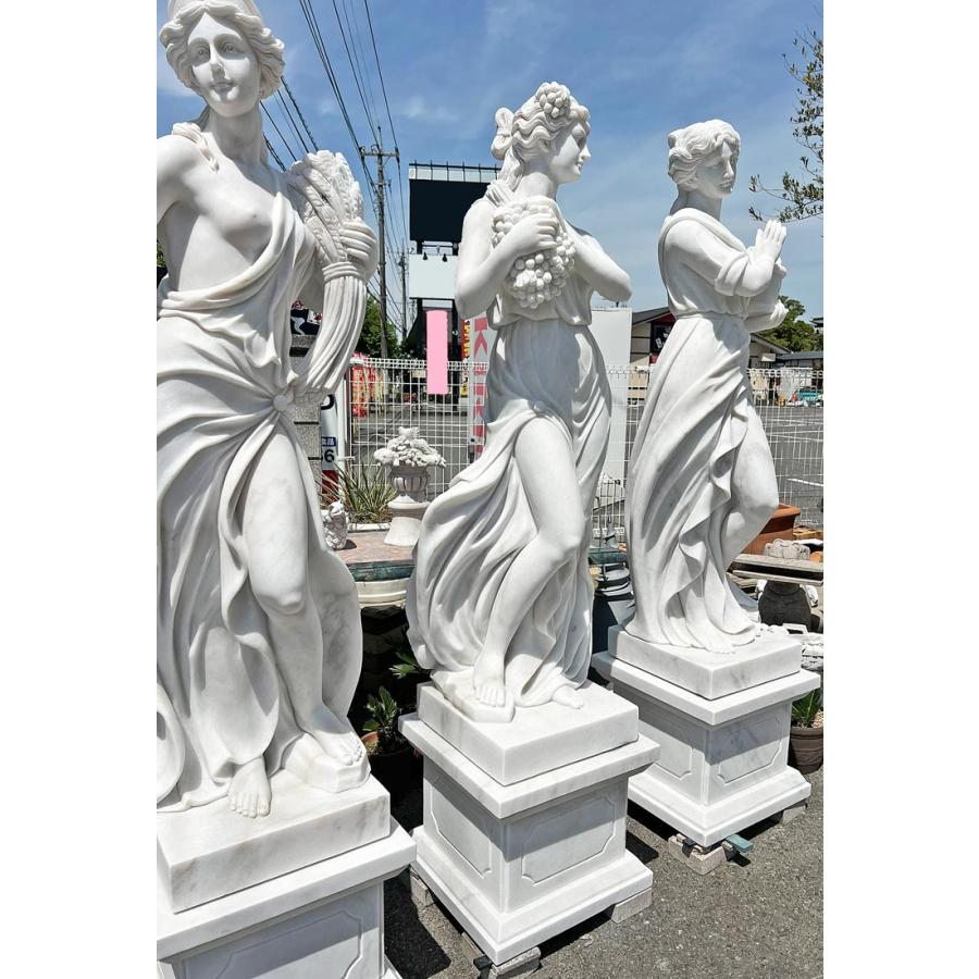 天然大理石彫刻 葡萄を抱えるヴィーナス (夏) H200cm 石像 女性 女神