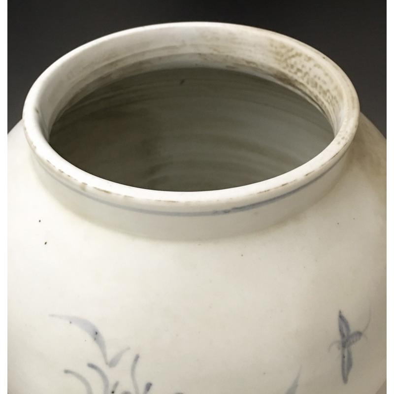 朝鮮美術 李朝 高麗白磁 辰砂染付 花文瓶 壺 M R7653 朝鮮美術 李朝