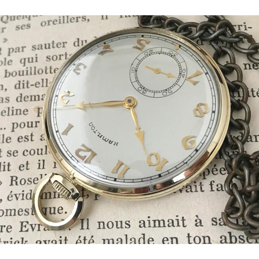 OH済 ハミルトン HAMILTON アンティーク 懐中時計 オープンケース 手