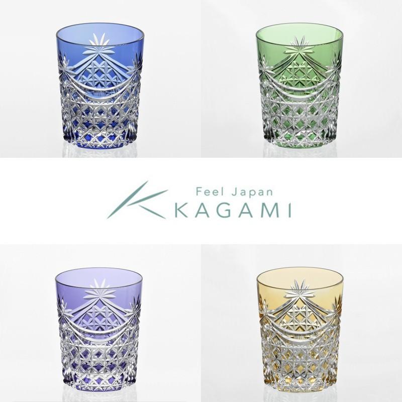 KAGAMI 江戸切子（カガミクリスタル）ロックグラス＜幕襞に四角籠目紋
