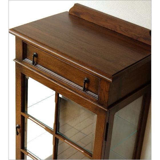 キャビネット ガラス アンティーク クラシック 木製 天然木 ナラ材 扉