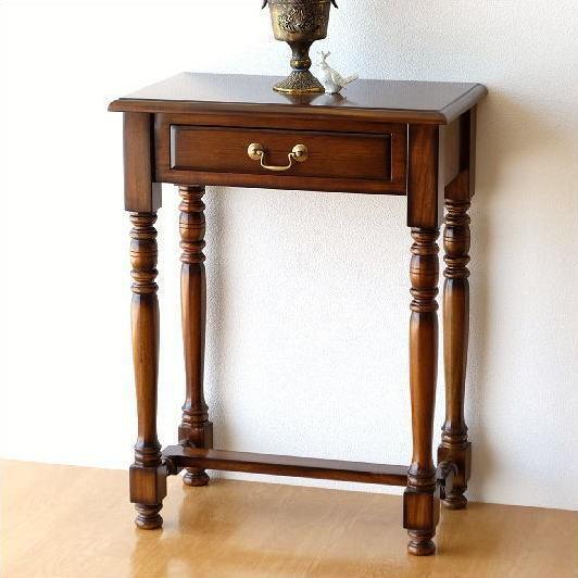 コンソールテーブル アンティーク 玄関 スリム 電話台 花台 木製 天然