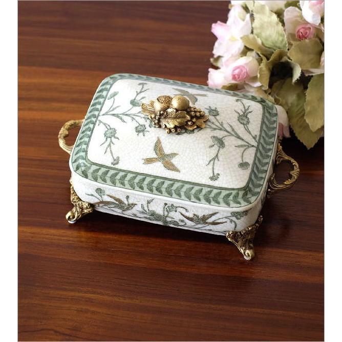 陶器 小物入れ おしゃれ シンプル 真鍮 蓋付き ボックス アンティーク