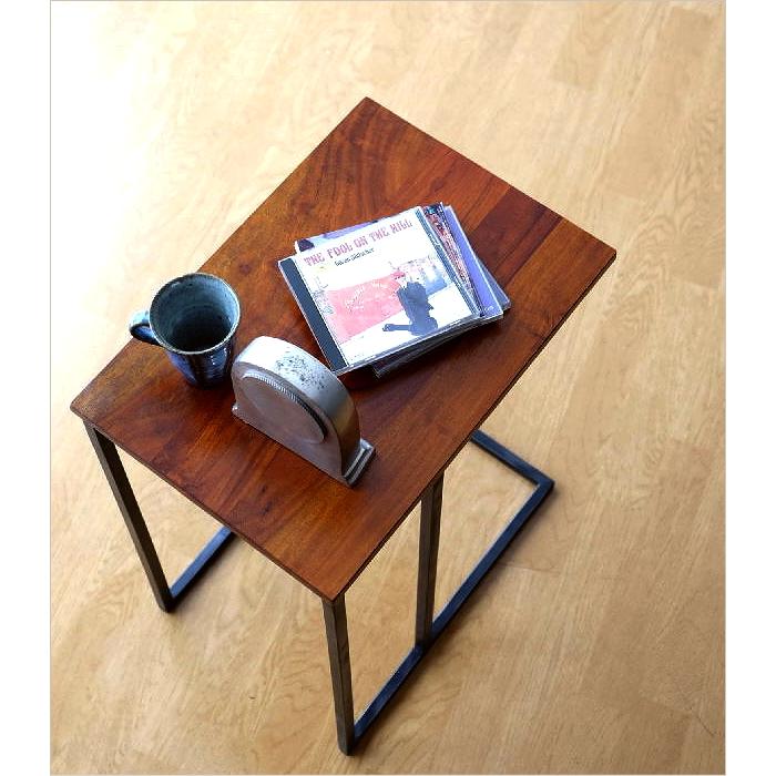 サイドテーブル 木製 アイアン コの字型 ソファサイドテーブルマガジン
