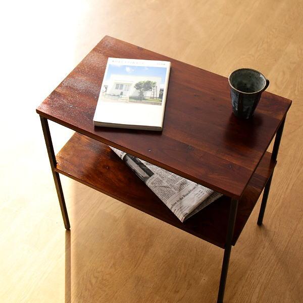 サイドテーブル 木製 アイアン おしゃれ ソファ ベッド 収納 棚付き