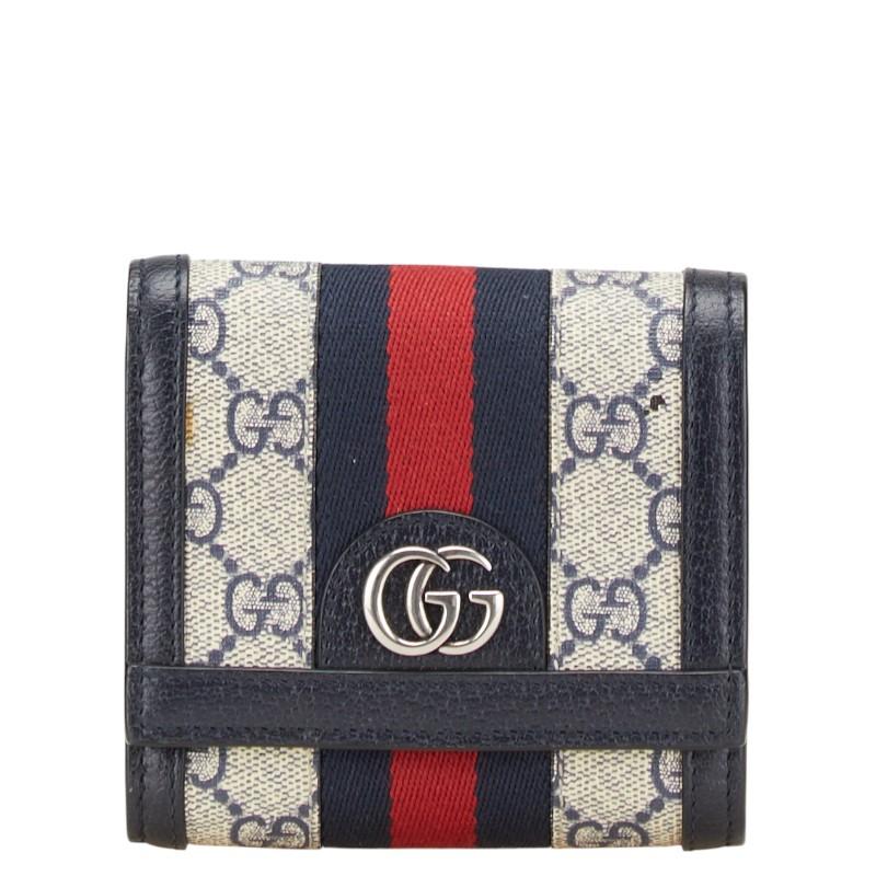 GUCCI（グッチ） GGスプリーム オフィディア 二つ折り財布 ネイビー
