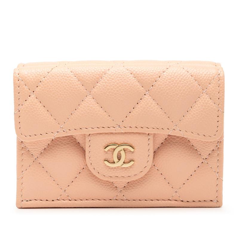 CHANEL（シャネル） マトラッセ ココマーク 三つ折り財布 ピンク