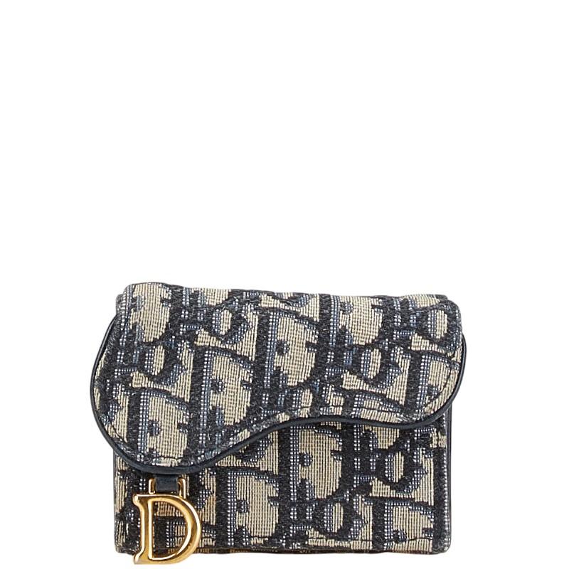 ディオール オブリーク サドル 三つ折り財布 ネイビー ベージュ