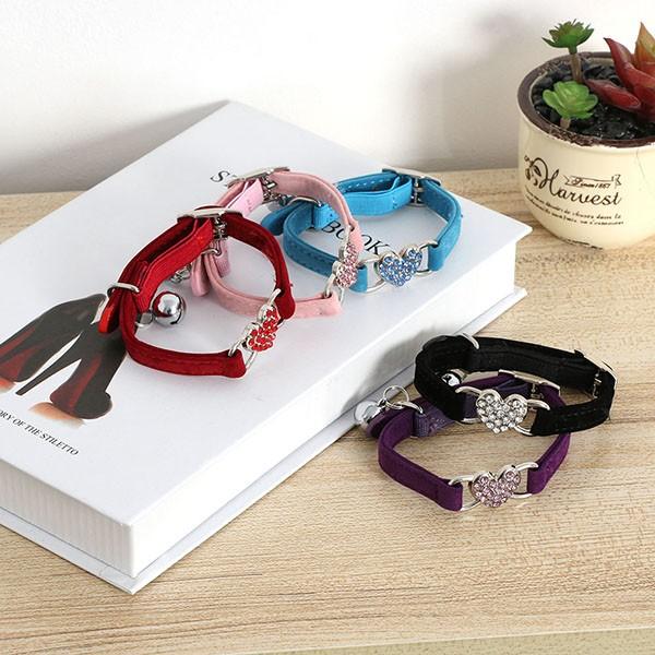 猫 首輪 ハート 鈴付き キラキラ かわいい おしゃれ 小型犬 犬用首輪