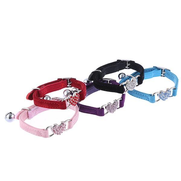 猫 首輪 ハート 鈴付き キラキラ かわいい おしゃれ 小型犬 犬用首輪