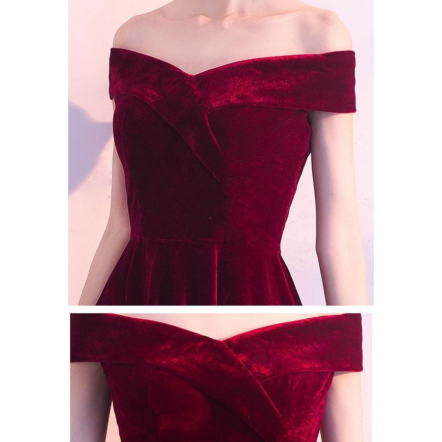 オフショルダー ロングドレス 肩出し ベルベット 背中開き 大きい