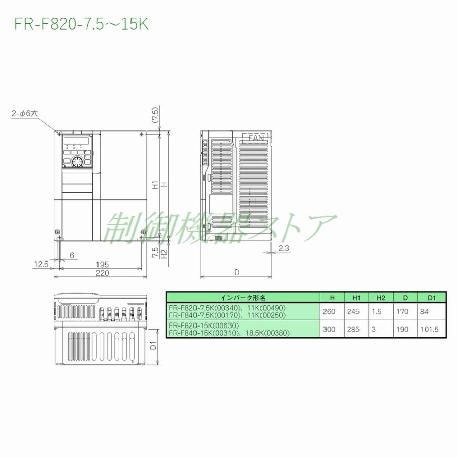 三菱電機（MITSUBISHI ELECTRIC） FR-F820-11K-1 三相200v 適用モータ
