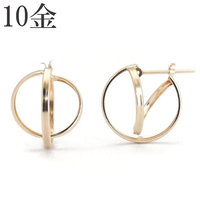 ピアス フープ k10 地金 10金 10k 2重フープピアス クロッシング