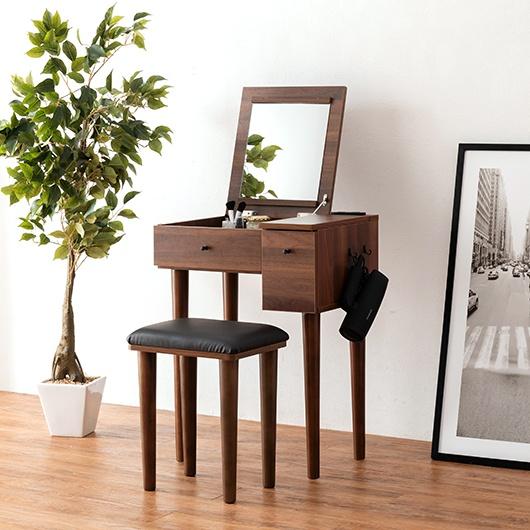HAGiHARA（萩原） ドレッサー スツール 2口コンセント付 ダーク