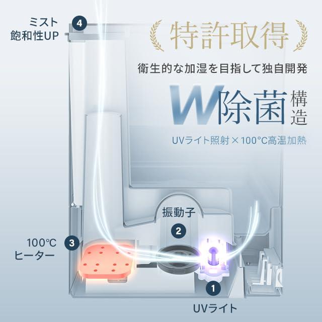 AND・DECO 加湿器 スチーム式 大容量 おしゃれ ハイブリッド UV除菌