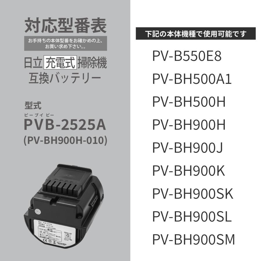 日立（HITACHI） コードレス掃除機 交換用バッテリー 互換 PVB-2525A