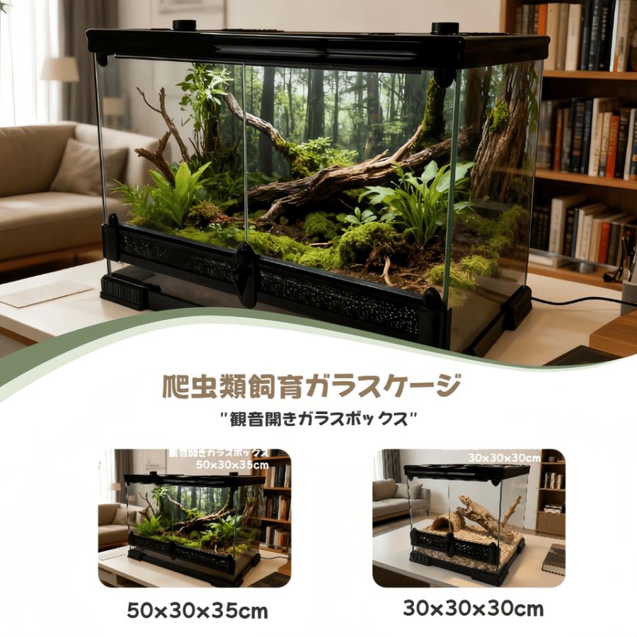 DMB爬虫類ケージ 50×30×35cm 5030 ガラス飼育ケージ 観音開きガラス