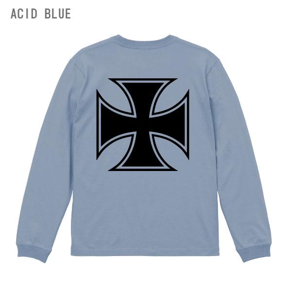 ロンT 1.6インチリブ アイアンクロス トップス 長袖 バックプリント