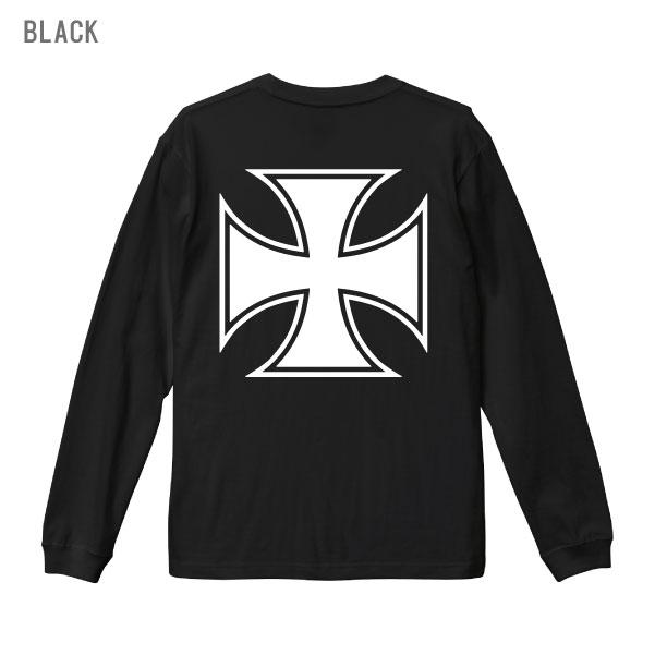 ロンT 1.6インチリブ アイアンクロス トップス 長袖 バックプリント